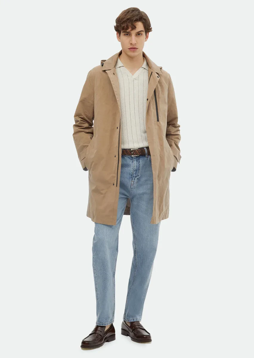 Deve Tüyü Regular Fit Gömlek Yaka Casual Dokuma Pardesü - 2