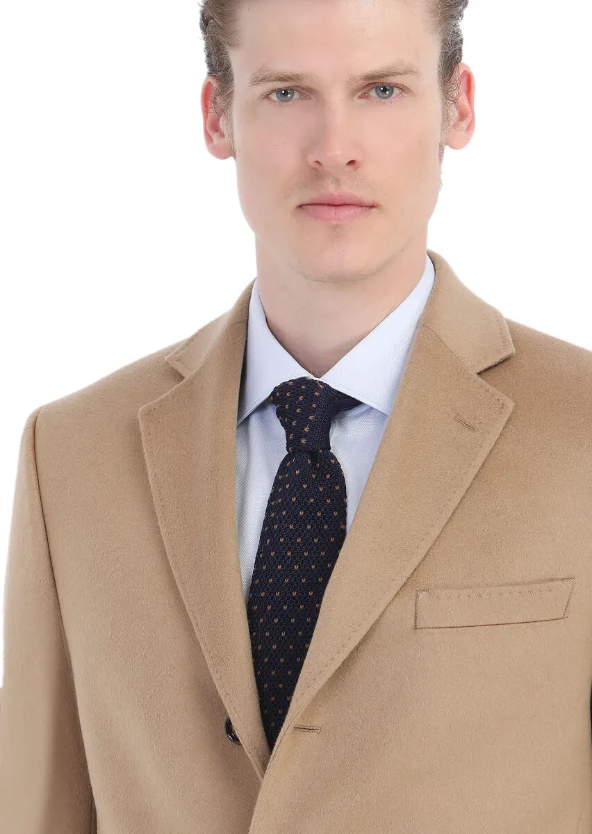 Deve Tüyü Regular Fit Kelebek Yaka Klasik Dokuma Palto - 3