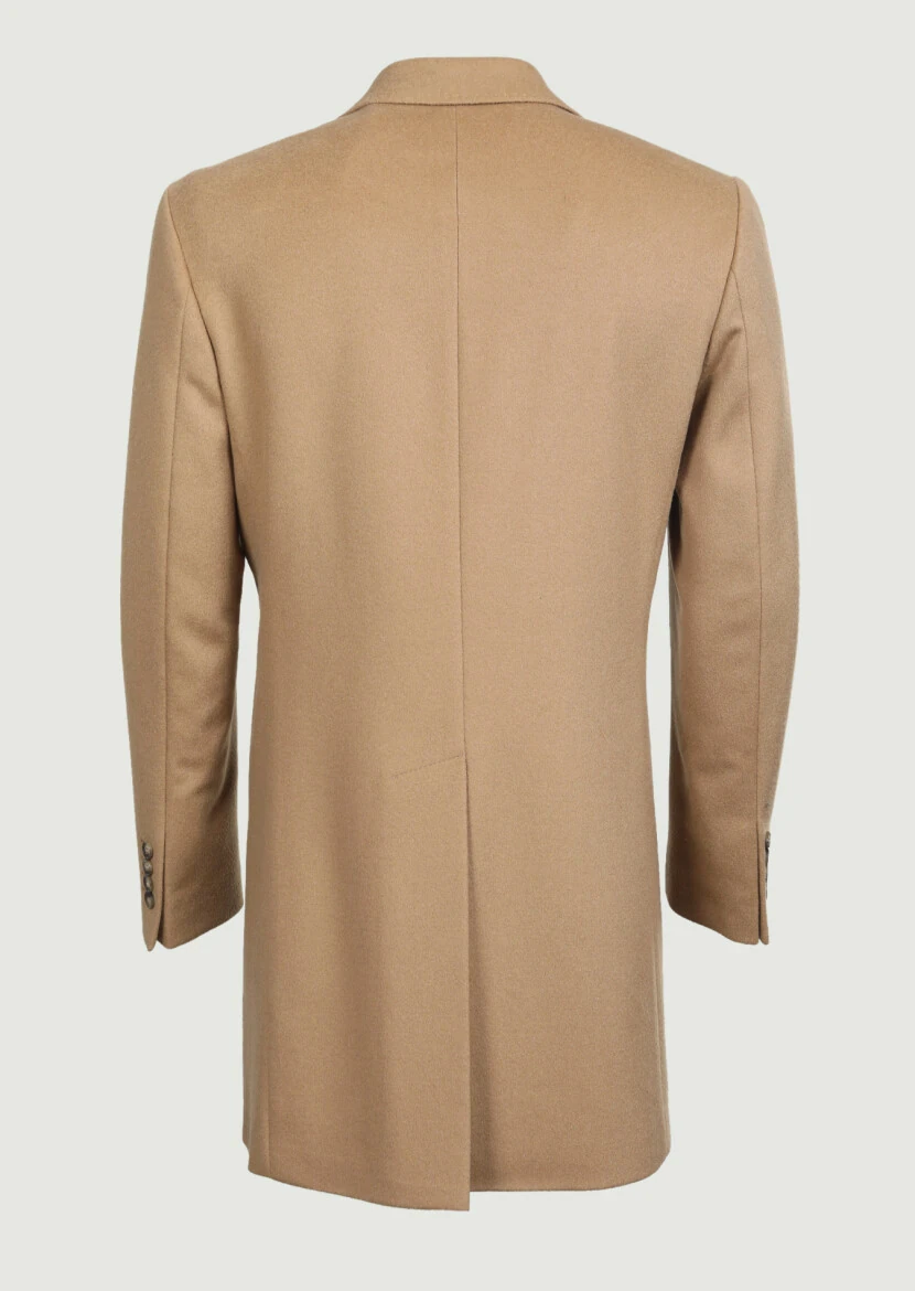 Deve Tüyü Regular Fit Kelebek Yaka Klasik Dokuma Palto - 7