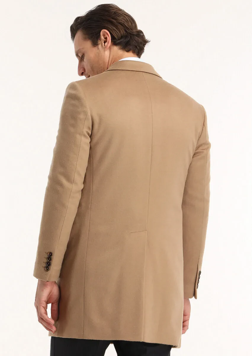 Deve Tüyü Regular Fit Kelebek Yaka Klasik Dokuma Palto - 5
