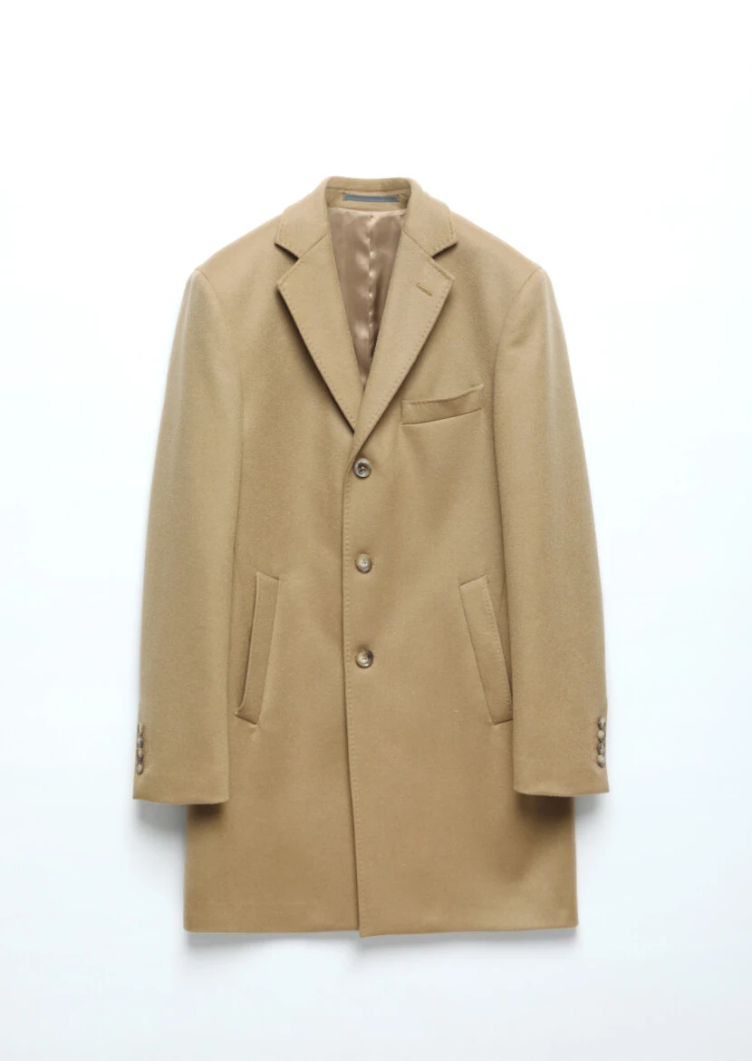 Deve Tüyü Regular Fit Kelebek Yaka Klasik Dokuma Palto - RAMSEY