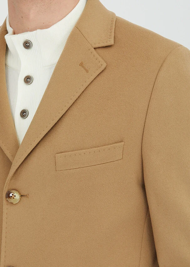 Deve Tüyü Regular Fit Klasik Dokuma Palto - 3