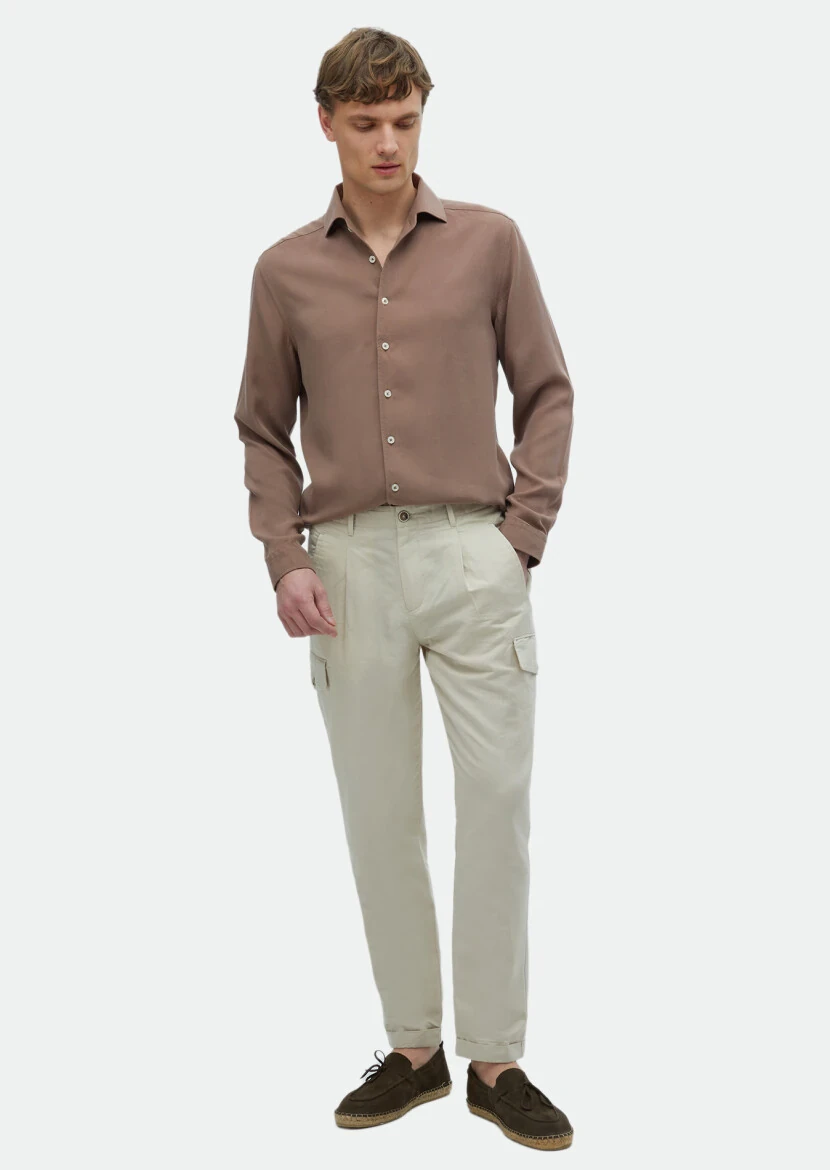 Dusty Rose Color Plain Regular Fit Weaving Casual Shirt - RAMSEY