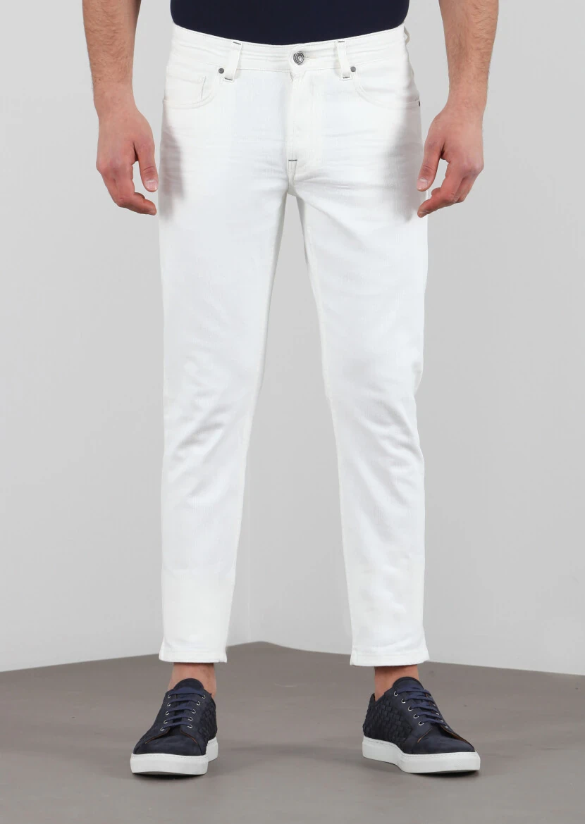 Ecru Cotton Blended Denim - 1