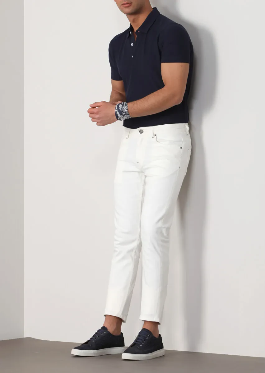 Ecru Cotton Blended Denim - 4