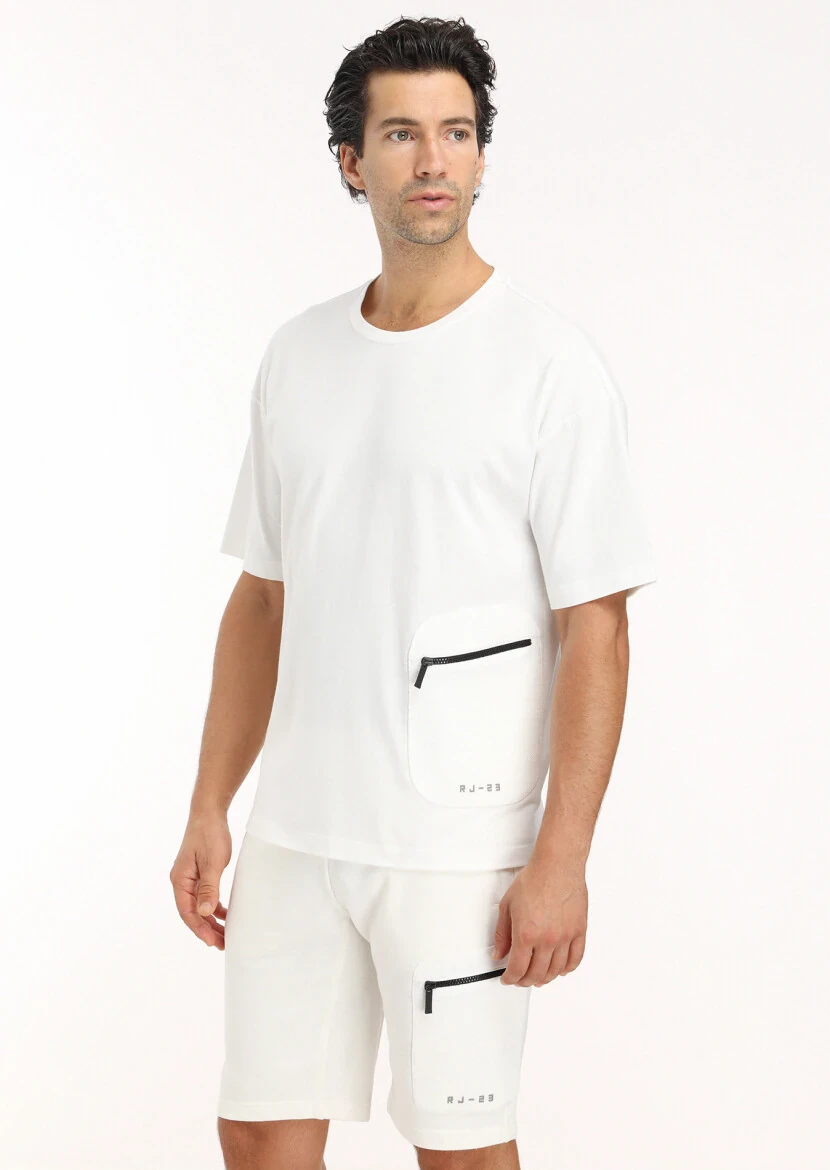 Ecru Crew Neck Plain Sweatshirt - 3