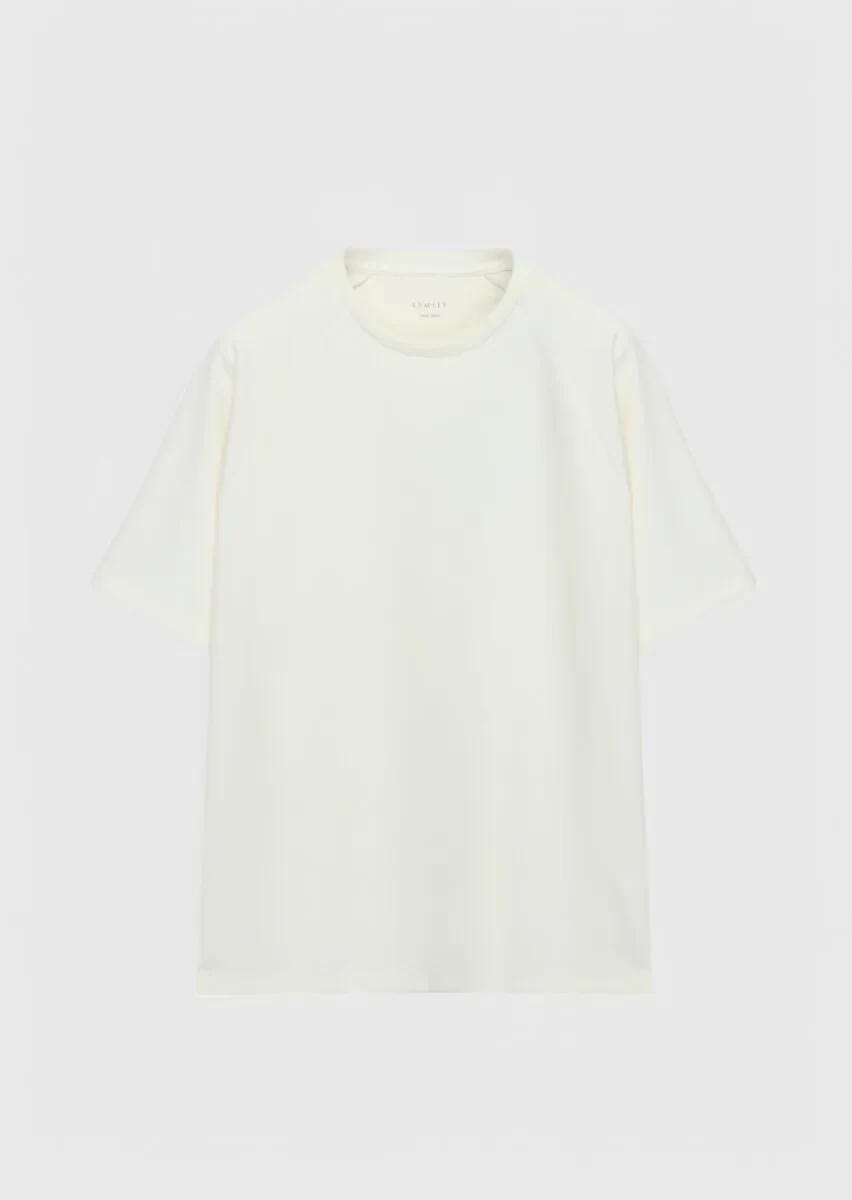 Ecru Crew Neck Plain Sweatshirt - 5