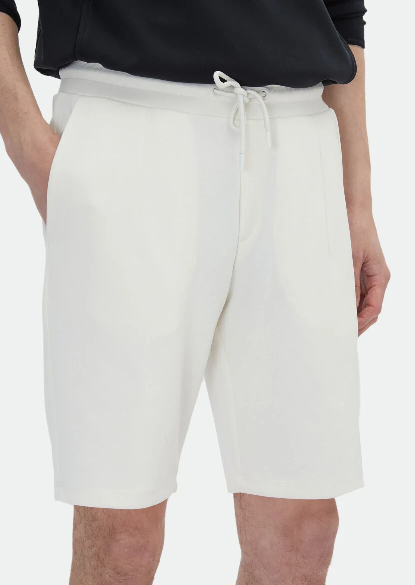 Ecru Knitting Jogging Fit Casual Bermuda - 4