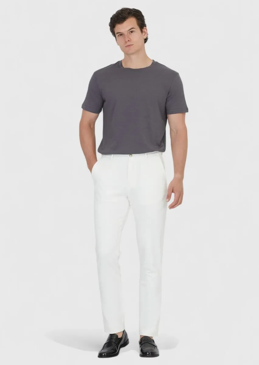 Ecru Knitting Jogging Fit Casual Trousers - 1