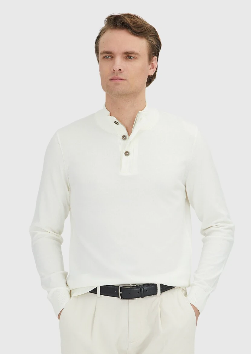 Ecru Knitwear Sweatshirt - 1