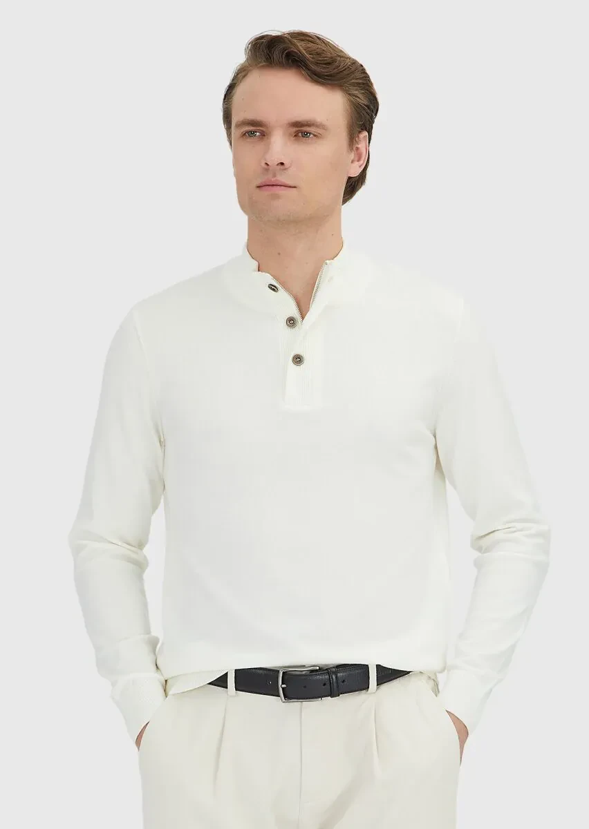 Ecru Knitwear Sweatshirt - 1