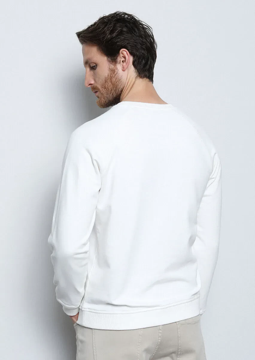 Ecru Patterned Sweatshirt - 5