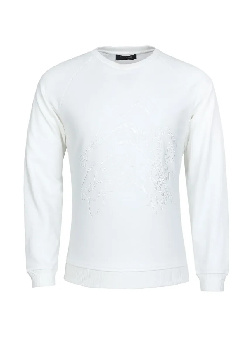 Ecru Patterned Sweatshirt - 6