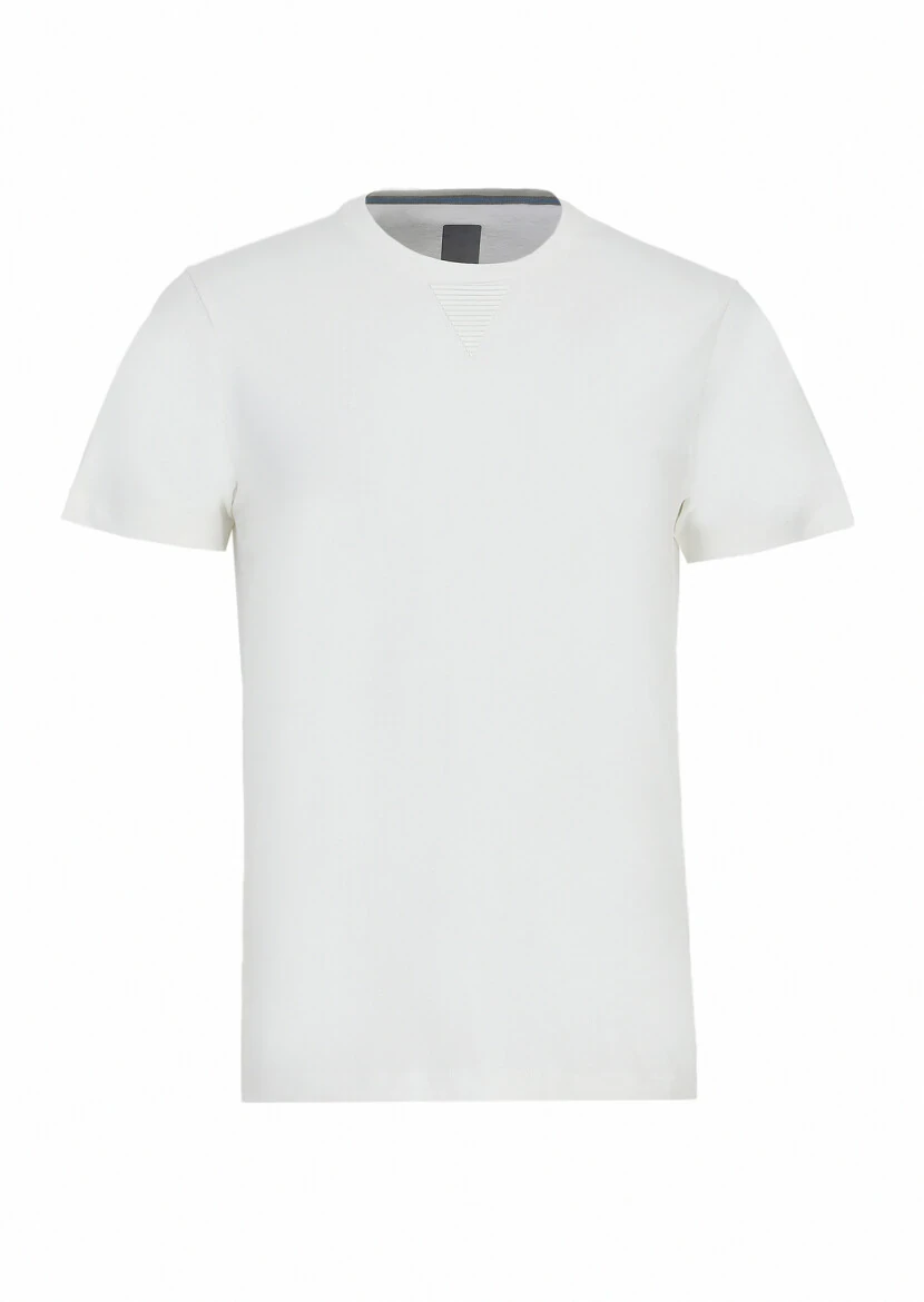 Ecru Plain Crew Neck 100% Cotton T-Shirt - 6