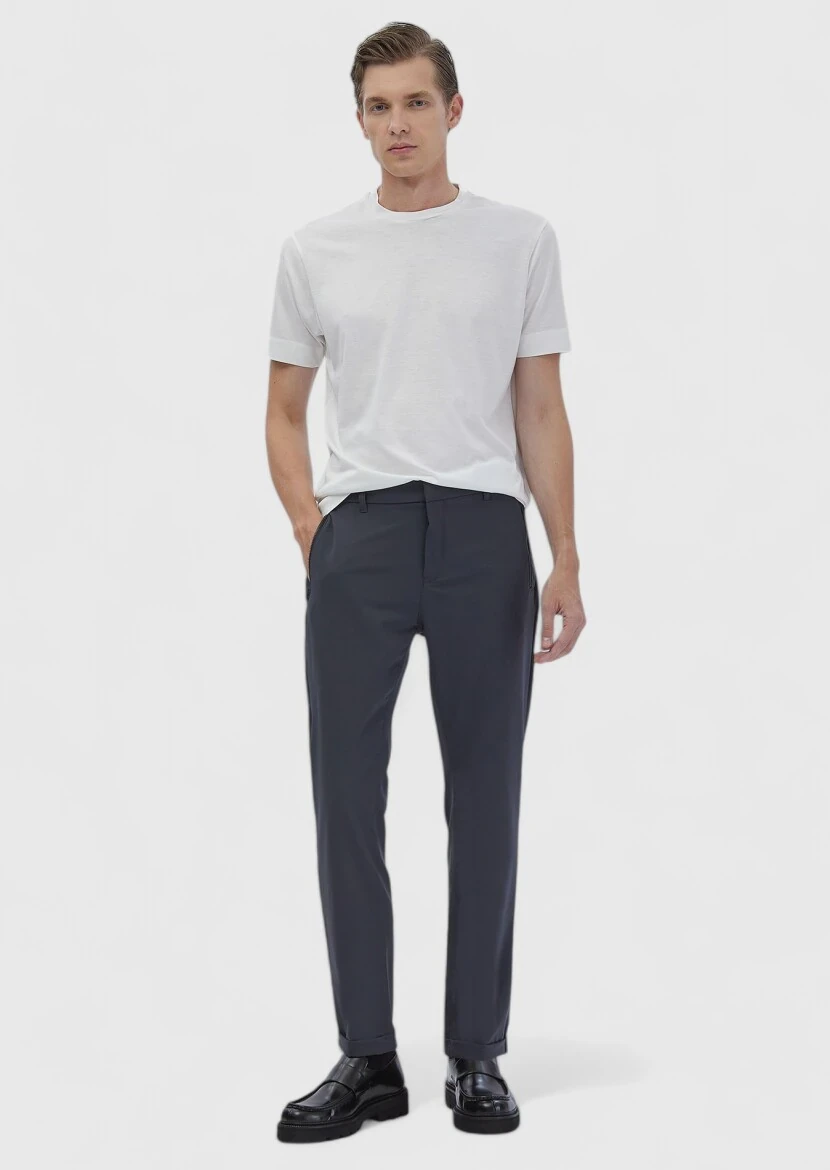 Ecru Plain Crew Neck Silk Blended T-Shirt 