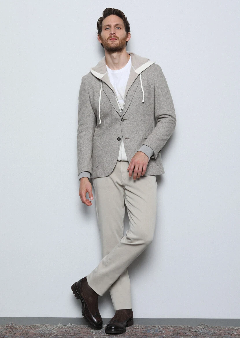 Ecru Plain Knitting Cardigan - 4