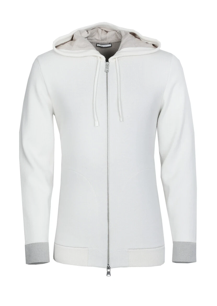 Ecru Plain Knitting Cardigan - 6