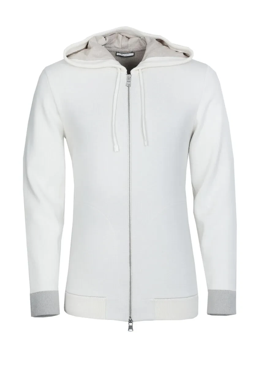 Ecru Plain Knitting Cardigan - 6