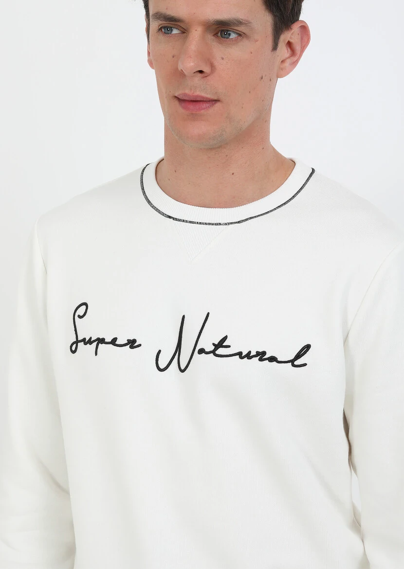 Ecru Plain Sweatshirt - 2