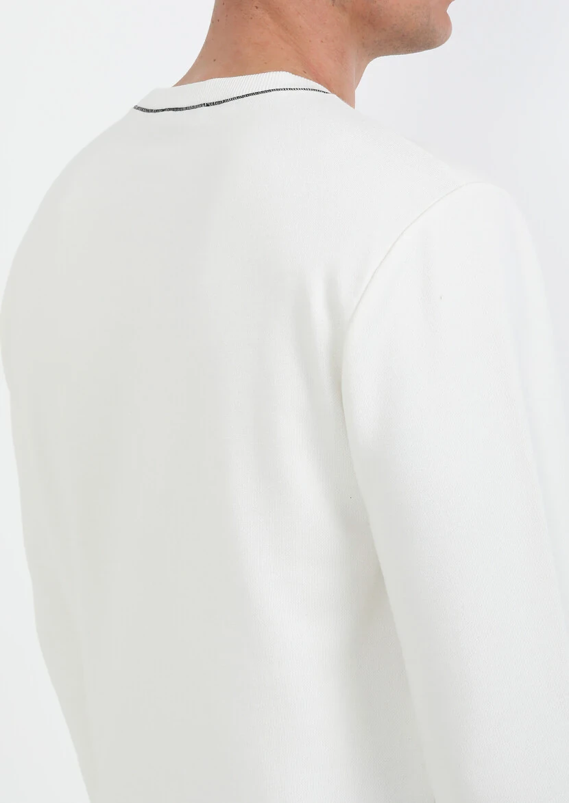 Ecru Plain Sweatshirt - 4