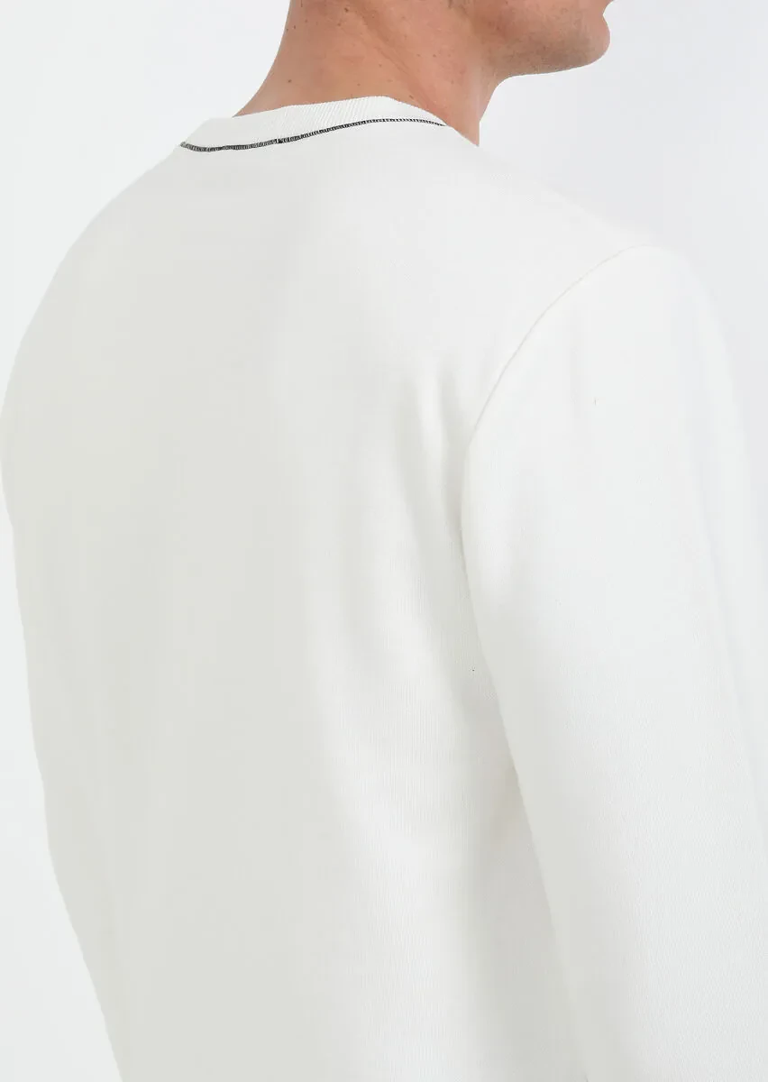 Ecru Plain Sweatshirt - 4