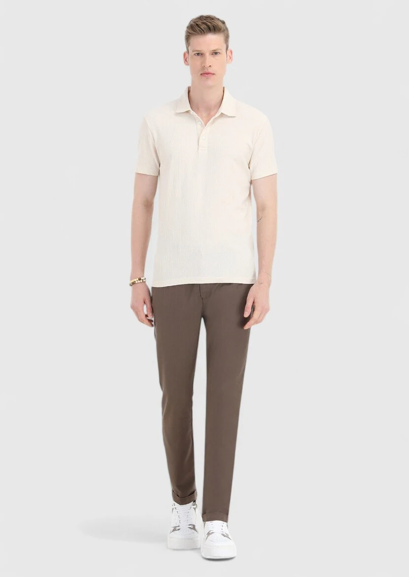 Ecru Polo Neck T-Shirt - 1