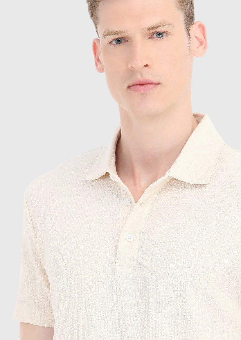 Ecru Polo Neck T-Shirt - 3
