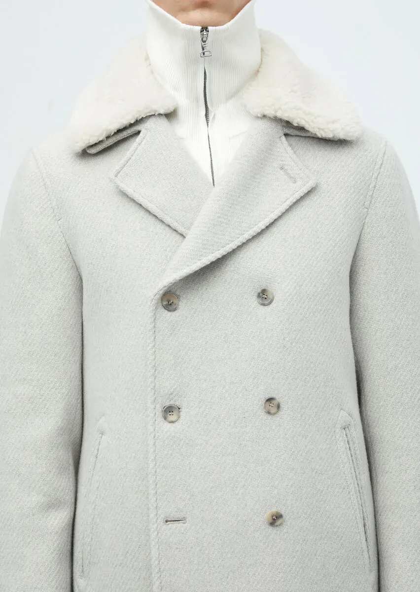 Ecru Regular Fit Casual Weaving Coat - 4