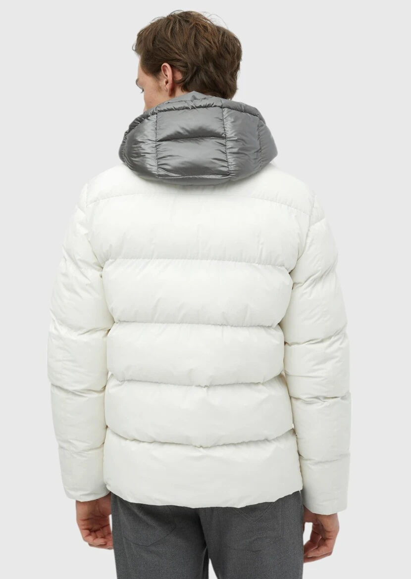 Ecru Regular Fit Casual Weaving Removable Hood Coat - 7