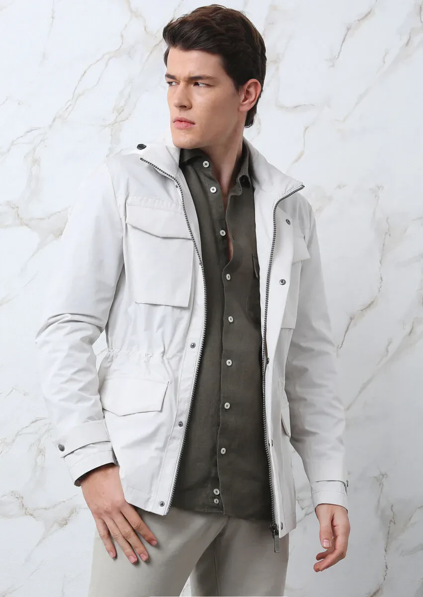 Ecru Regular Fit Cotton Blended Blazer - 2