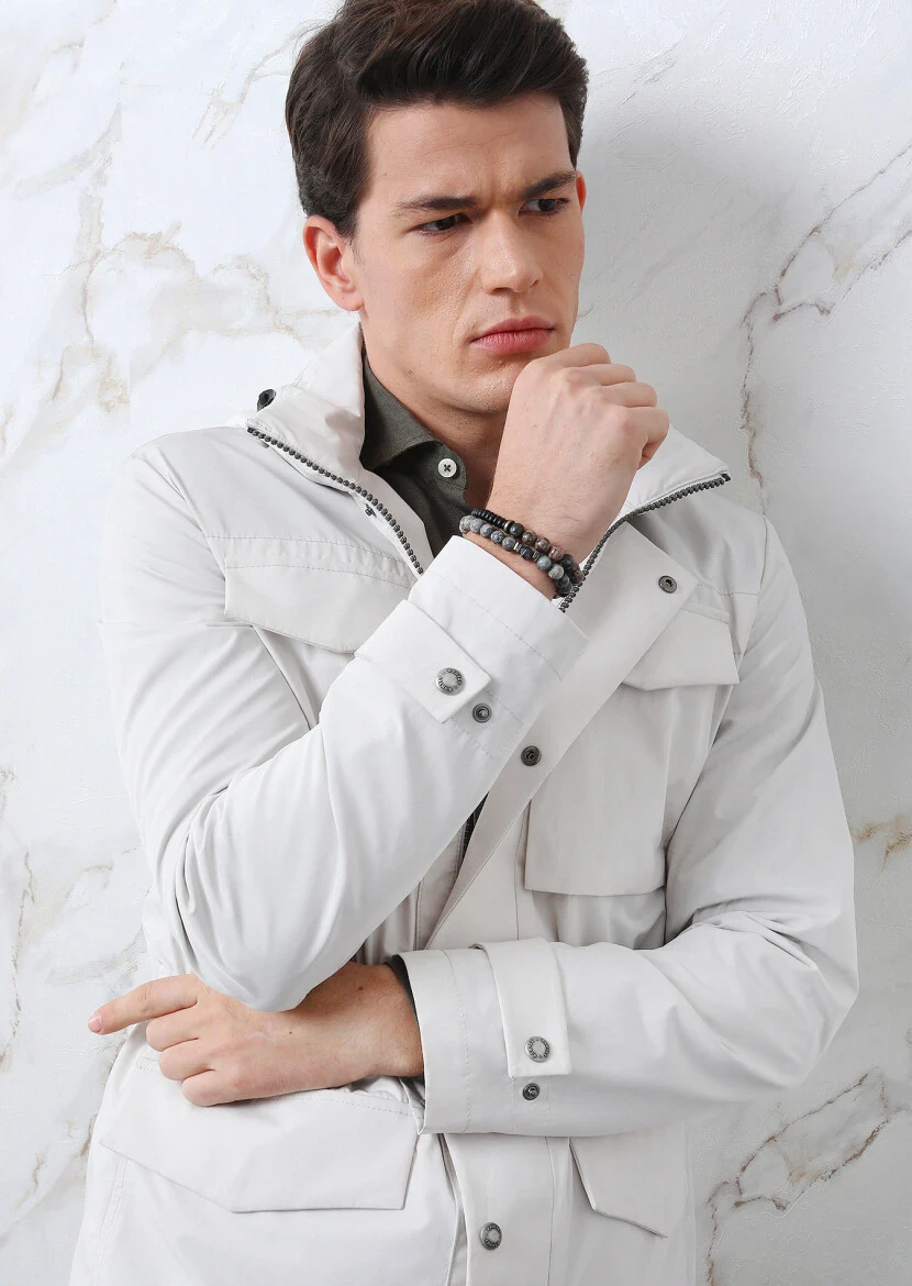 Ecru Regular Fit Cotton Blended Blazer - 3