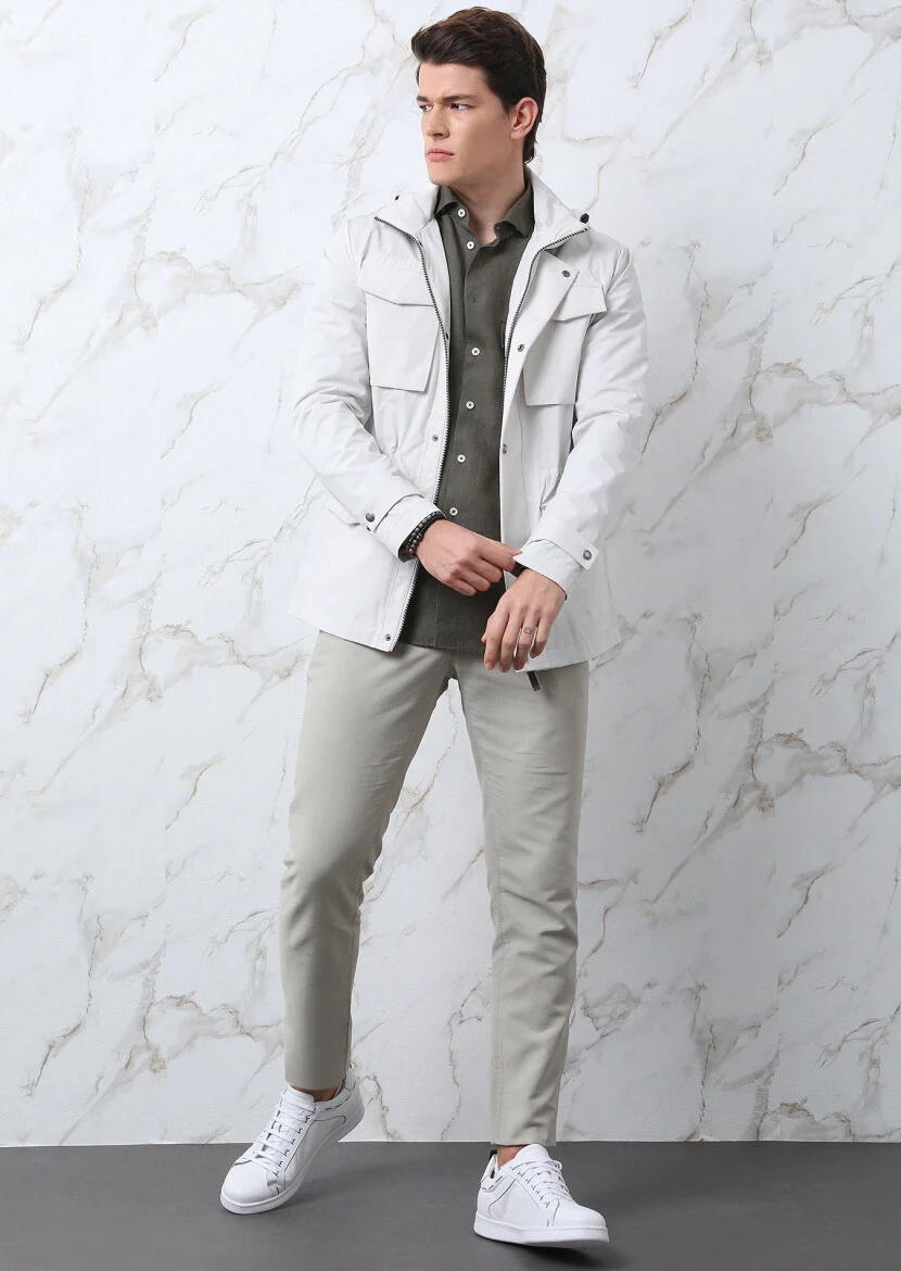 Ecru Regular Fit Cotton Blended Blazer - 4