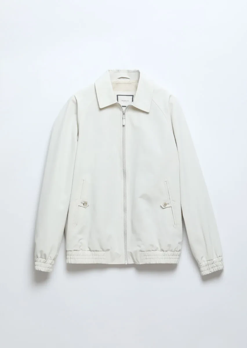 Ecru Regular Fit Shirt Collar Casual Weaving Coat - 6