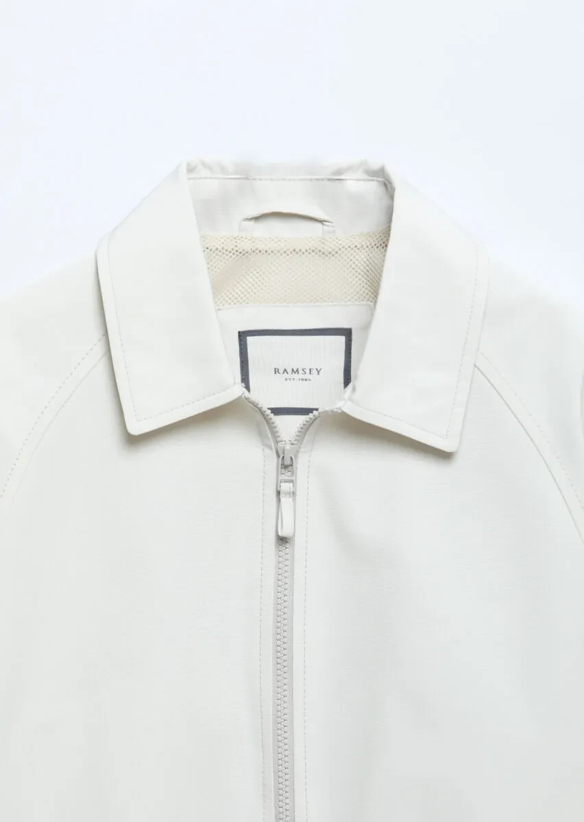 Ecru Regular Fit Shirt Collar Casual Weaving Coat - 7