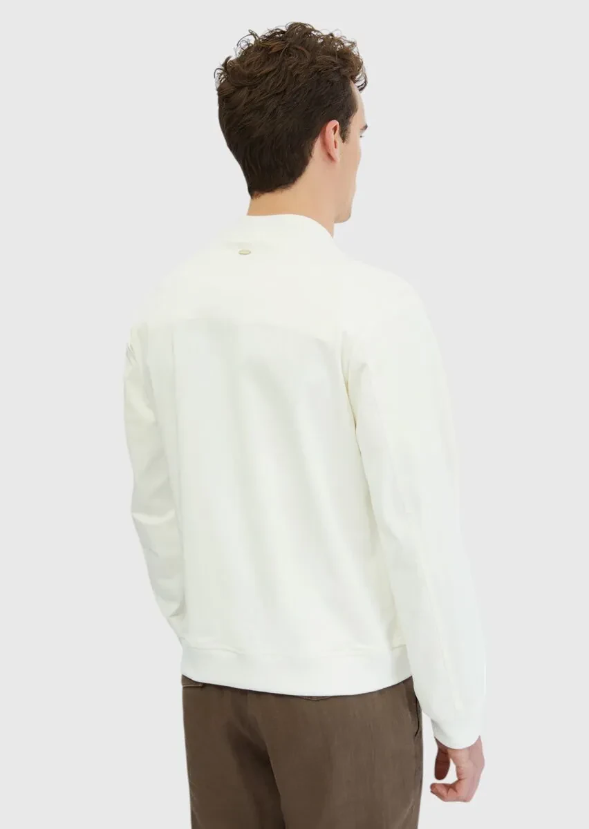 Ecru Regular Fit Turtleneck Casual Weaving Coat - 7