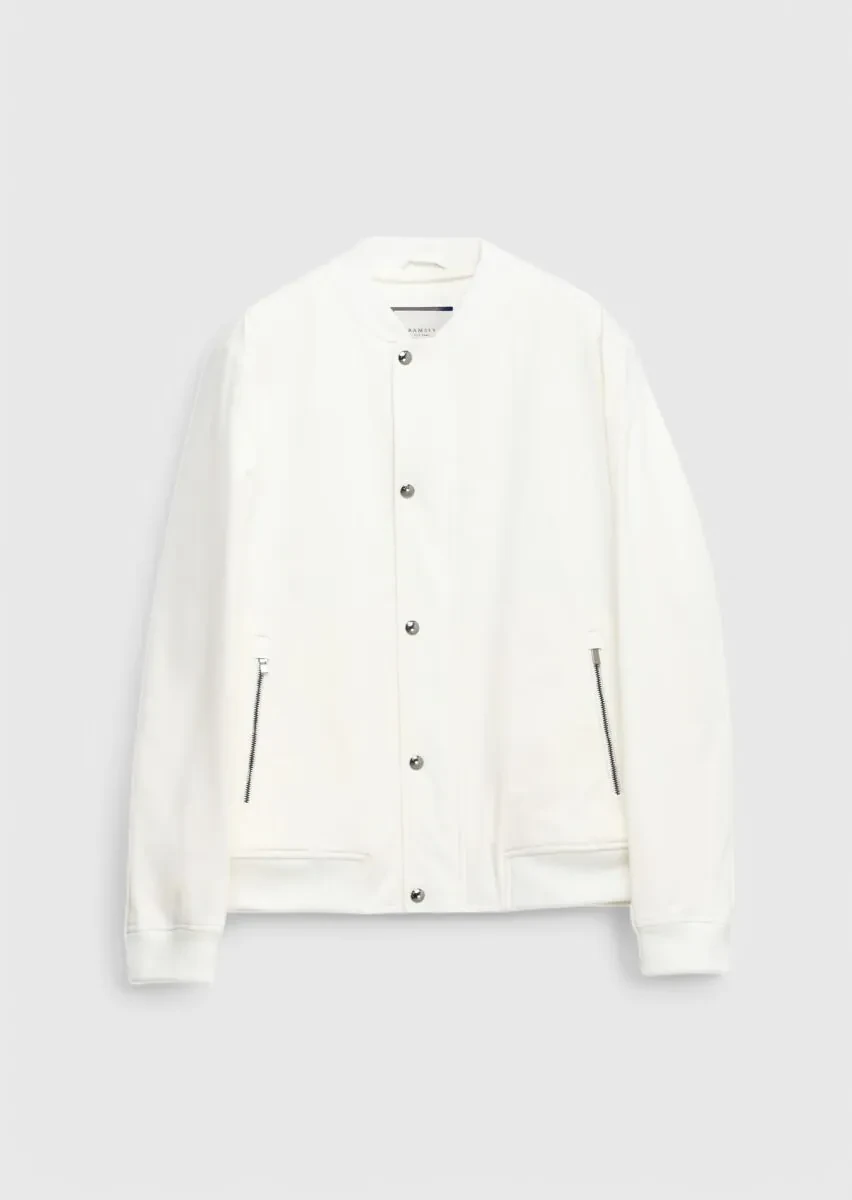 Ecru Regular Fit Turtleneck Casual Weaving Coat - 8