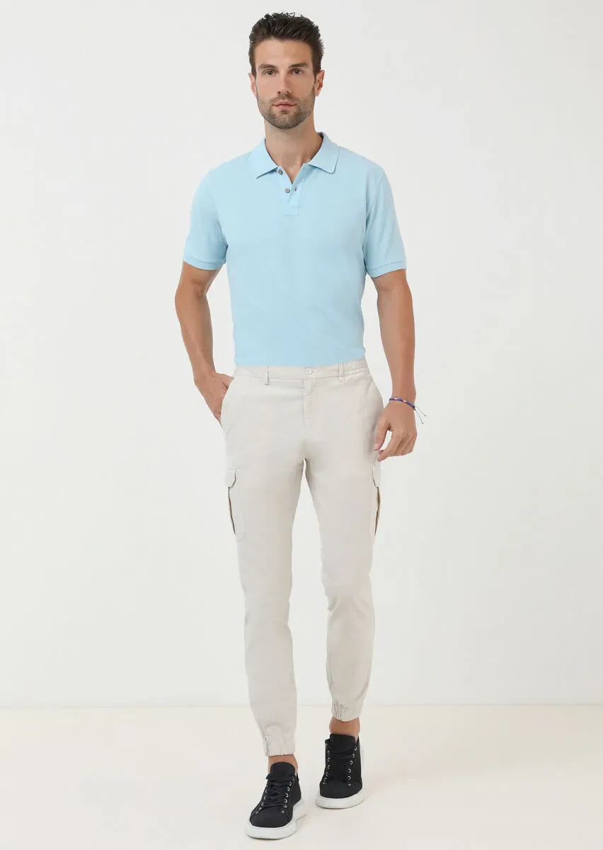 Ecru Weaving Jogging Fit Casual Cotton Blended Trousers - 1