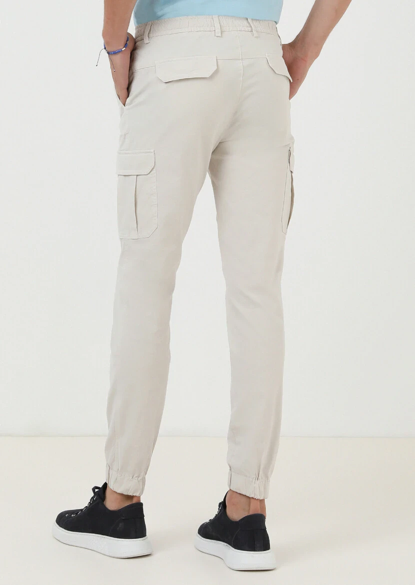 Ecru Weaving Jogging Fit Casual Cotton Blended Trousers - 4