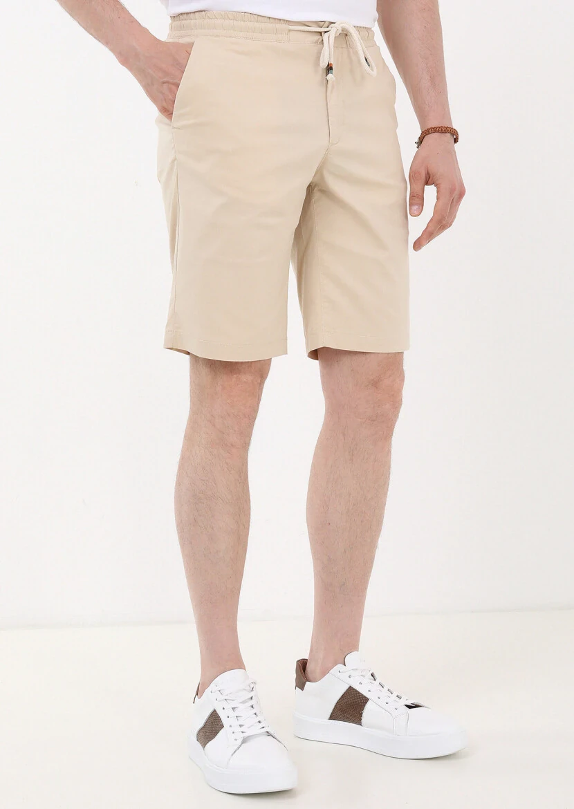 Ecru Weaving Regular Fit Casual Cotton Blended Bermuda - 3