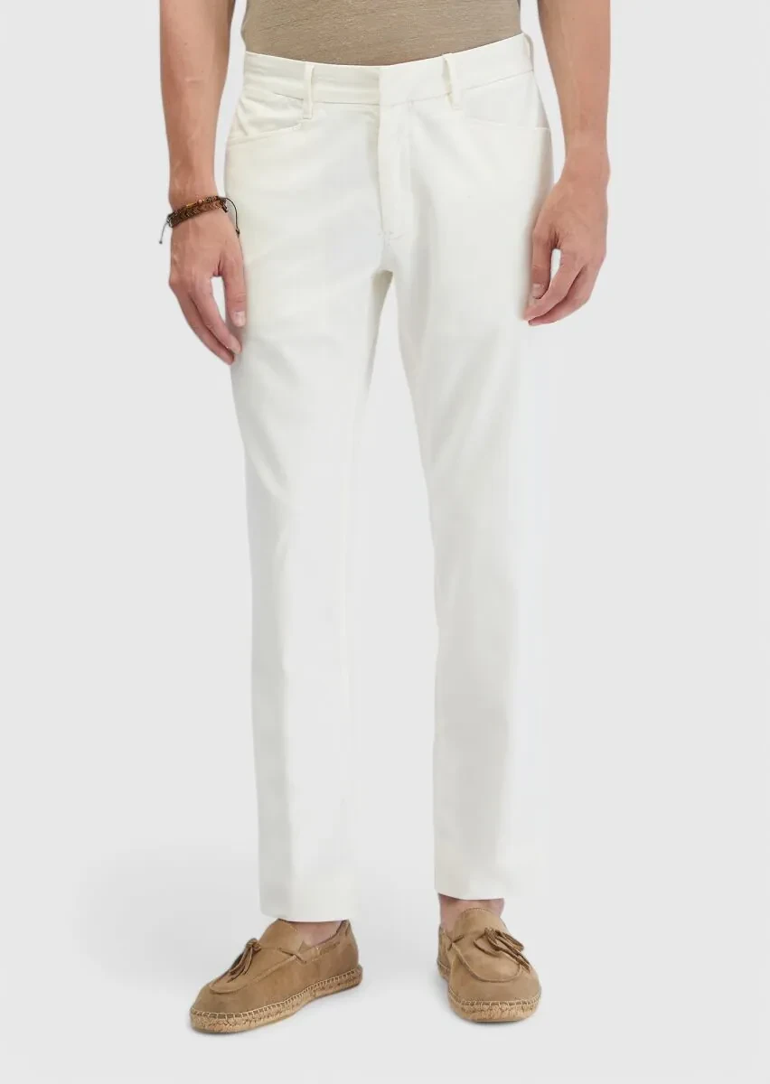 Ecru Weaving Regular Fit Casual Cotton Blended Trousers - 2