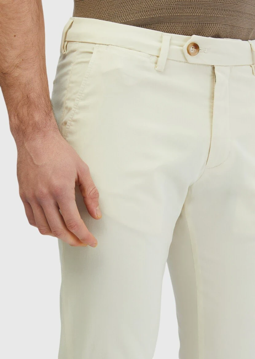 Ecru Weaving Regular Fit Casual Trousers - 4