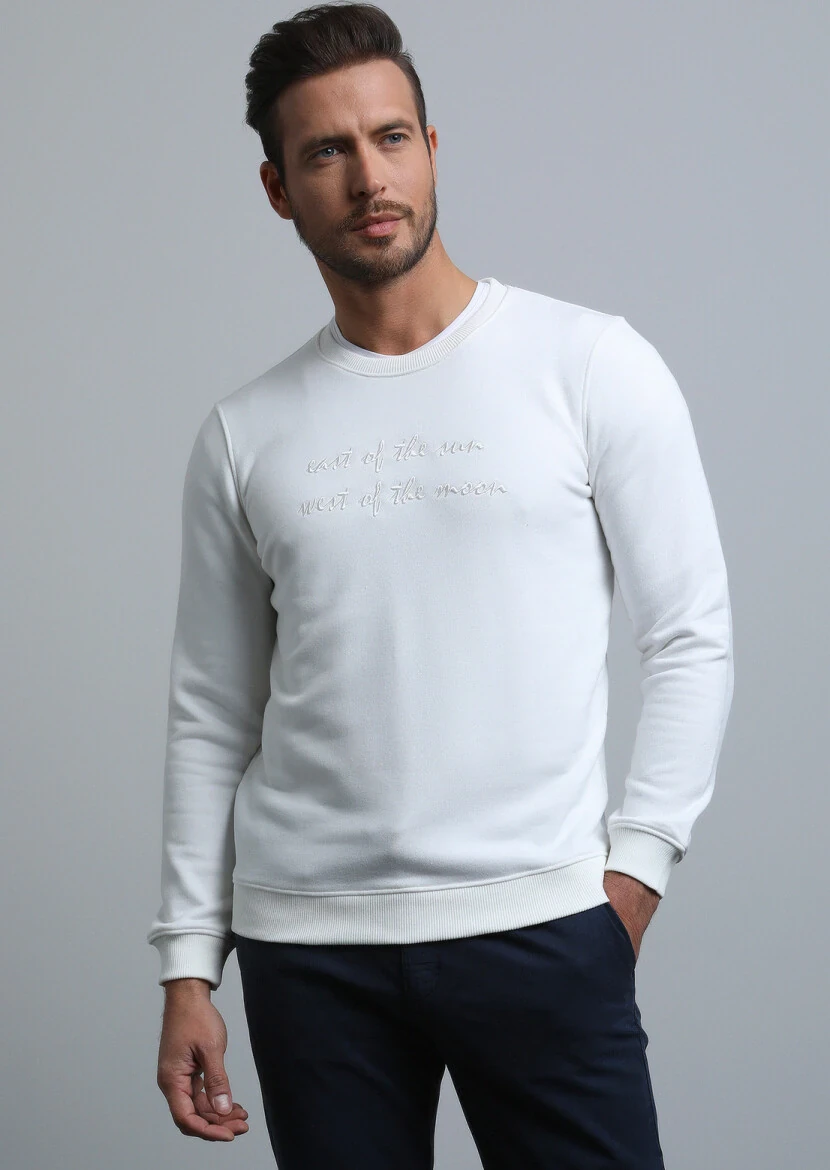 Ekru Baskılı Sweatshırt - 4