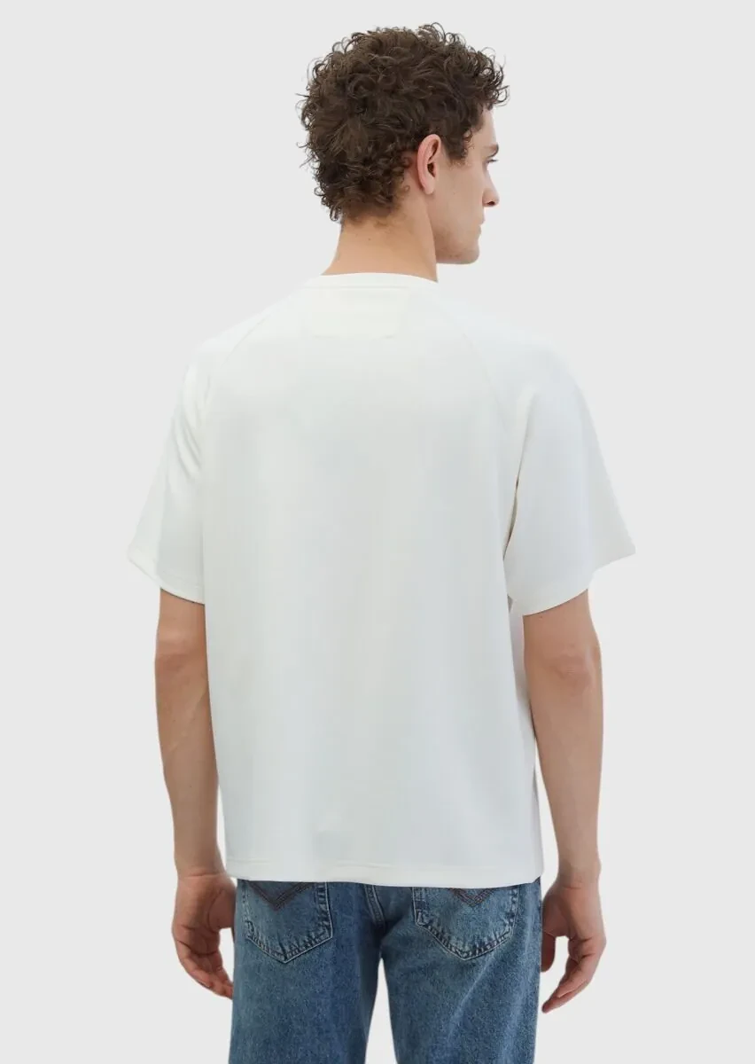 Ekru Bisiklet Yaka Düz Sweatshırt - 4