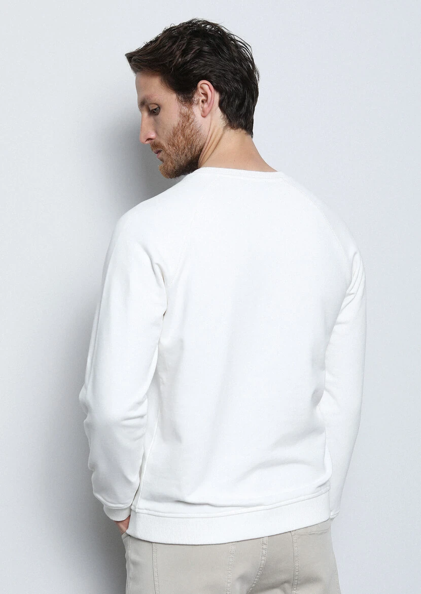 Ekru Desenli Sweatshırt - 5