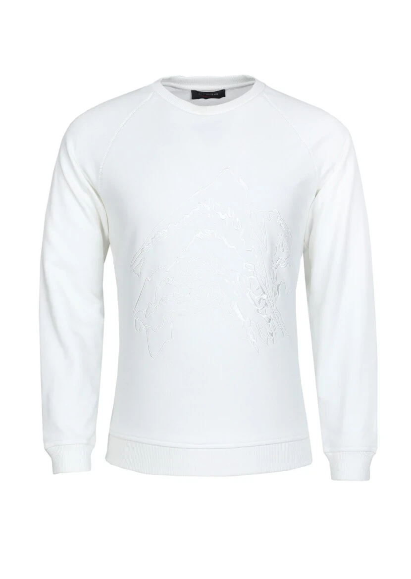 Ekru Desenli Sweatshırt - 6