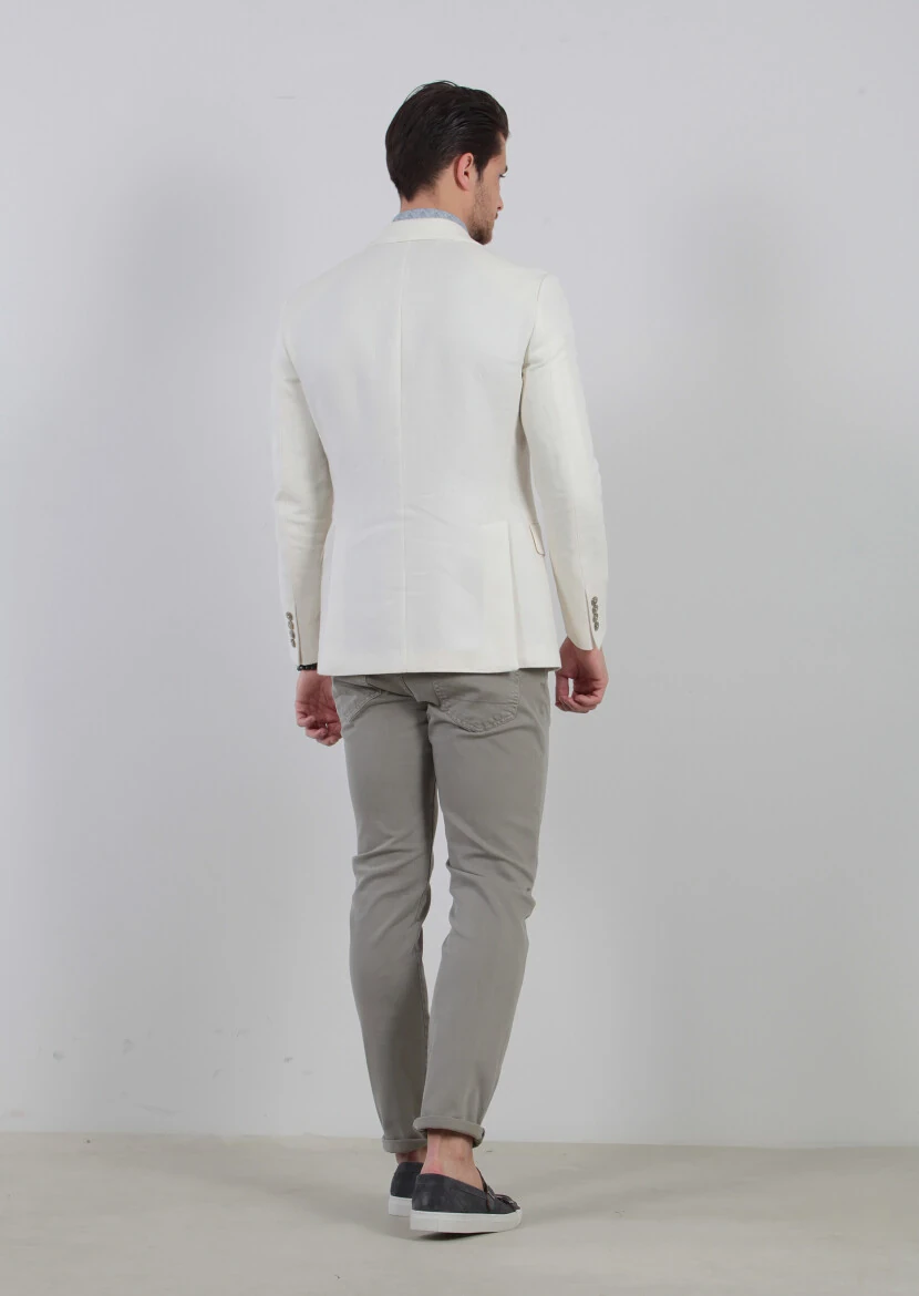 Ekru Desenli Zeroweight-slim Fit Pamuk Karışımlı Ceket - 7