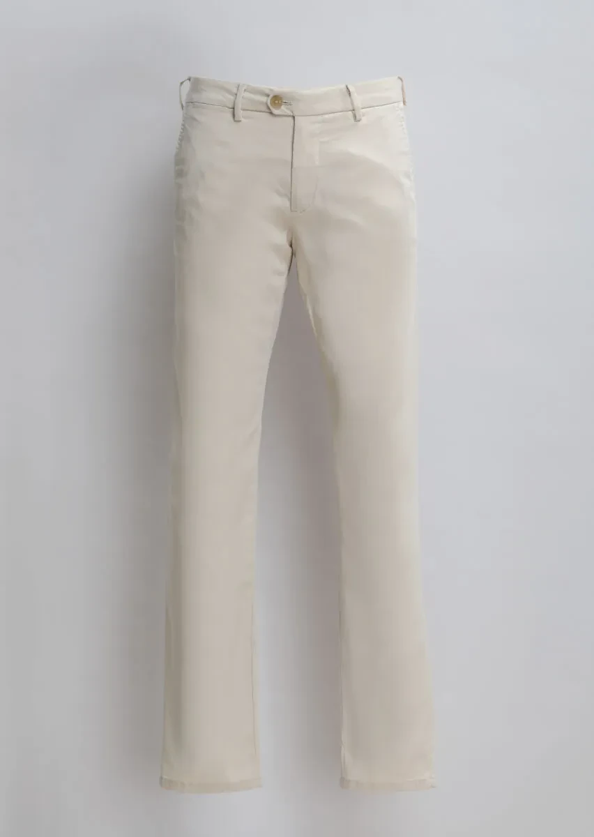 Ekru Düz Dokuma Regular Fit Casual Pantolon - 6
