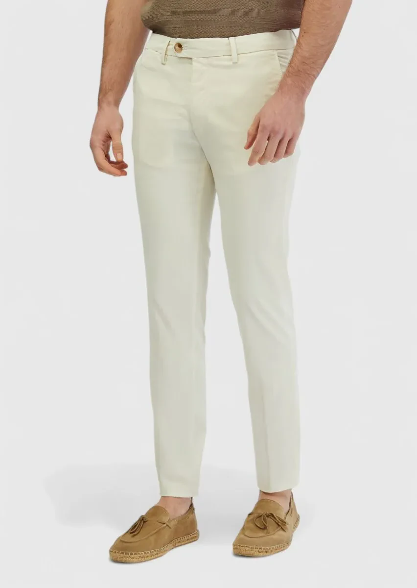 Ekru Düz Dokuma Regular Fit Casual Pantolon - 3