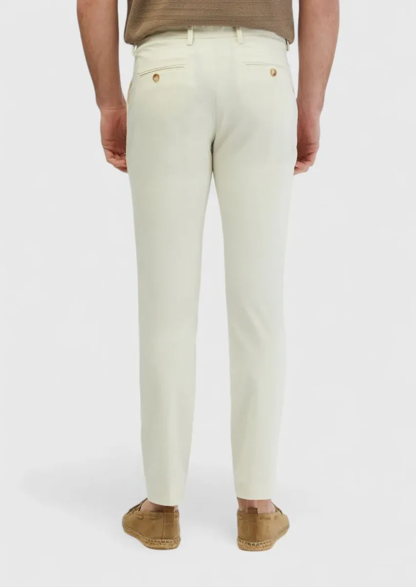 Ekru Düz Dokuma Regular Fit Casual Pantolon - 5