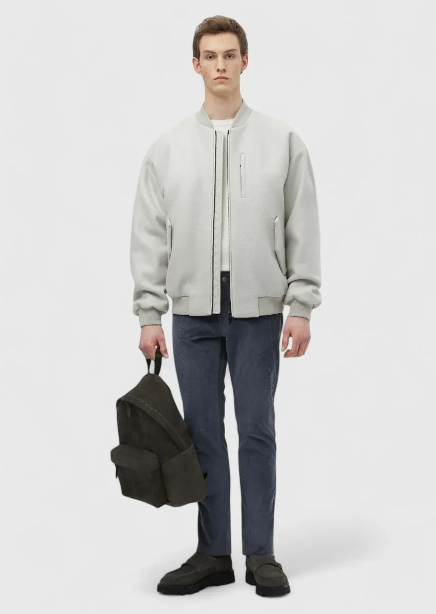 Ekru Oversize Fit Dik Yaka Casual Dokuma Mont - 2